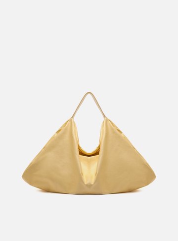 Bolsa Hobo Amarela Couro Grande Livia