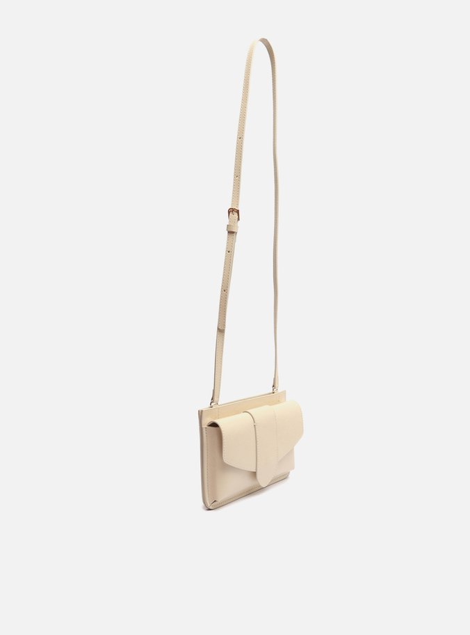 Mini Bolsa Off-White Couro Mel Porta-Celular