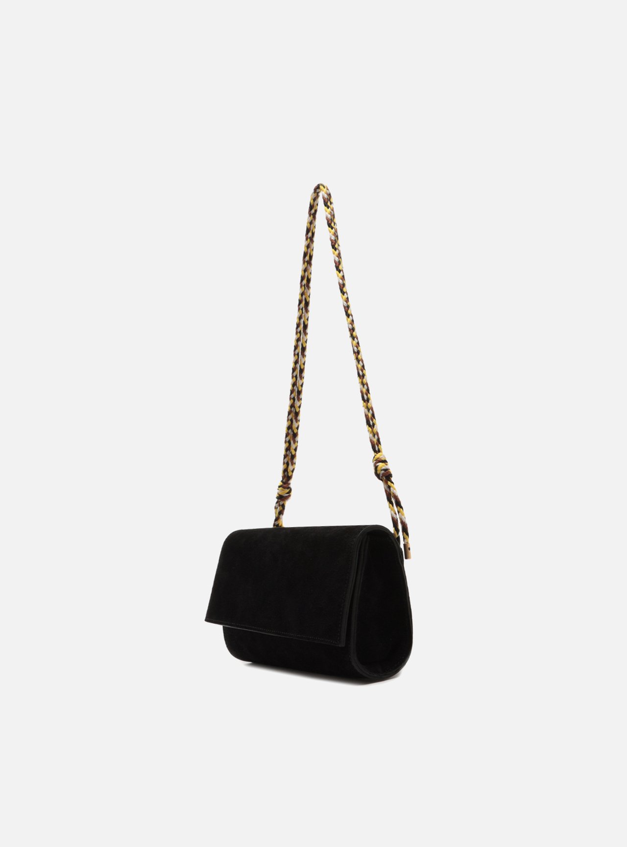 Bolsa Clutch Preta Camurça Pequena Cordão — foto 2