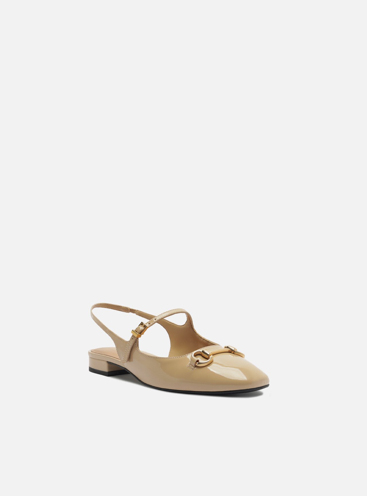 Sapatilha Nude Couro Bico Redondo Bridão Slingback — foto 2