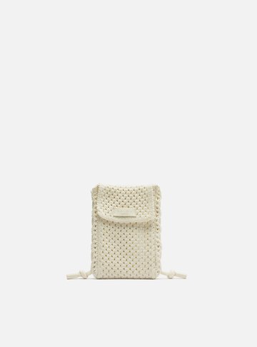 Mini Bag Branca Crochê Porta-Celular