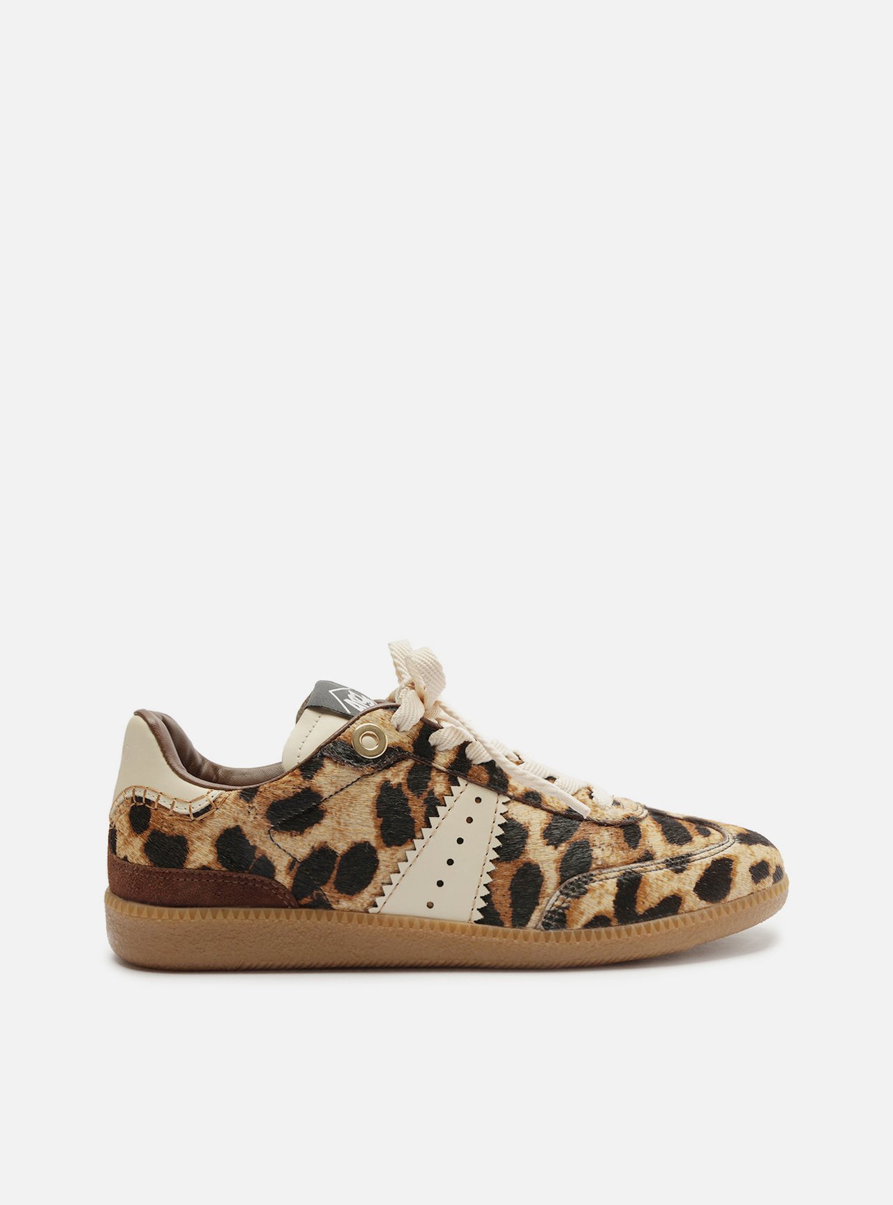 Tênis Animal Print Amarração Retrô Bege — foto 1