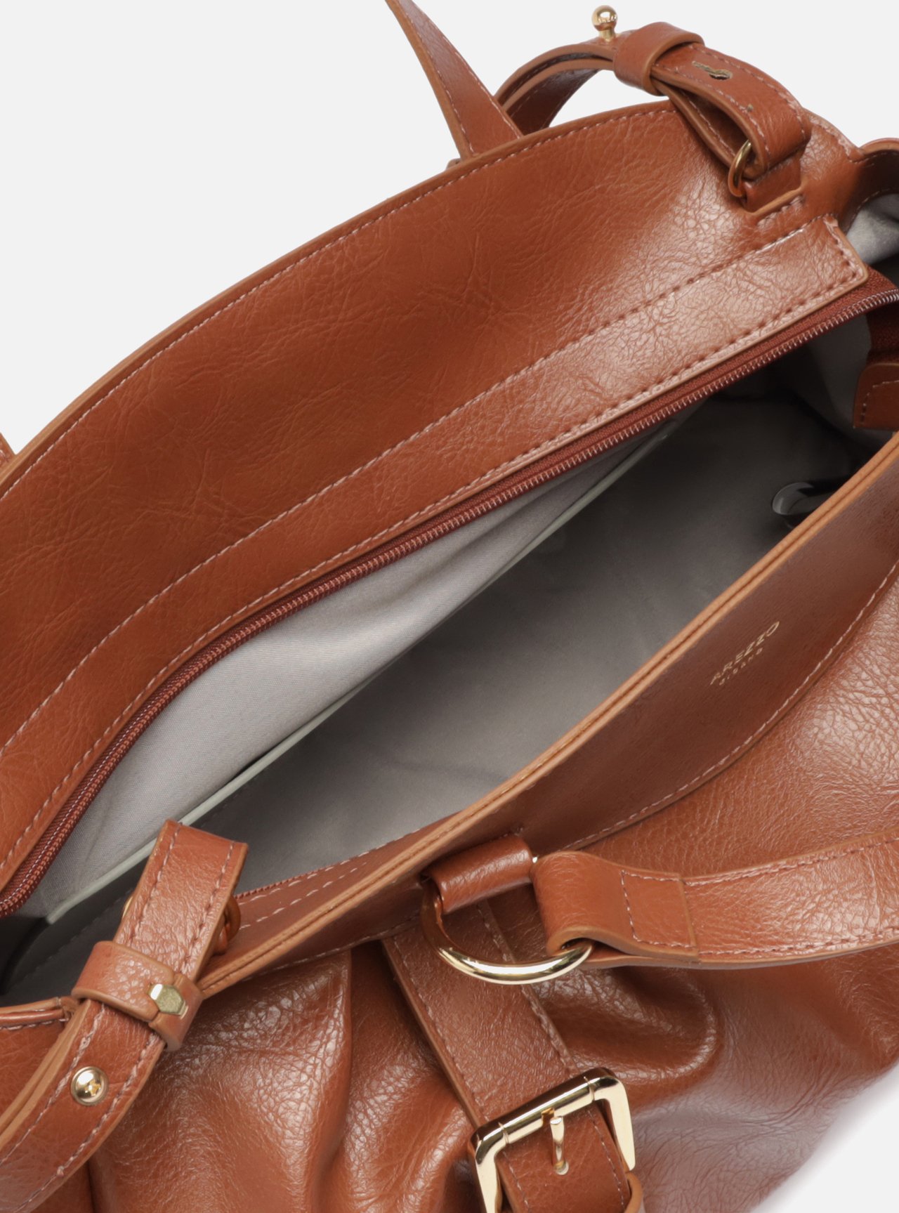Bolsa Tote Marrom Grande Franzida — foto 4