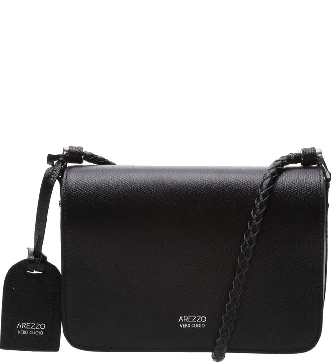 Bolsa Tiracolo Couro Piazza Preta