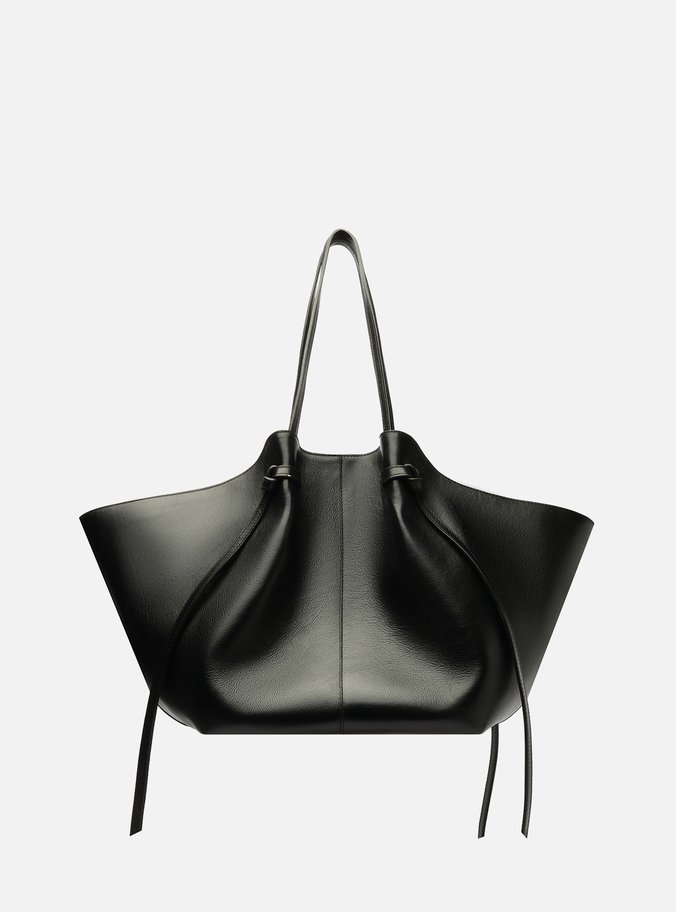 Bolsa Shopping Preta Couro Grande Soft Tiras