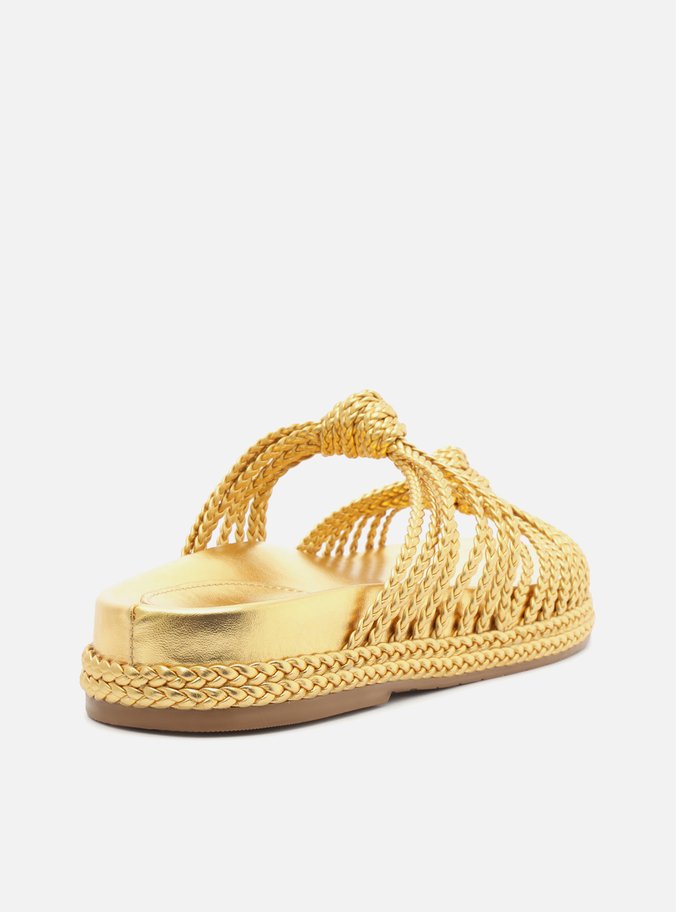 Sandália Rasteira Dourada Flatform Mykonos