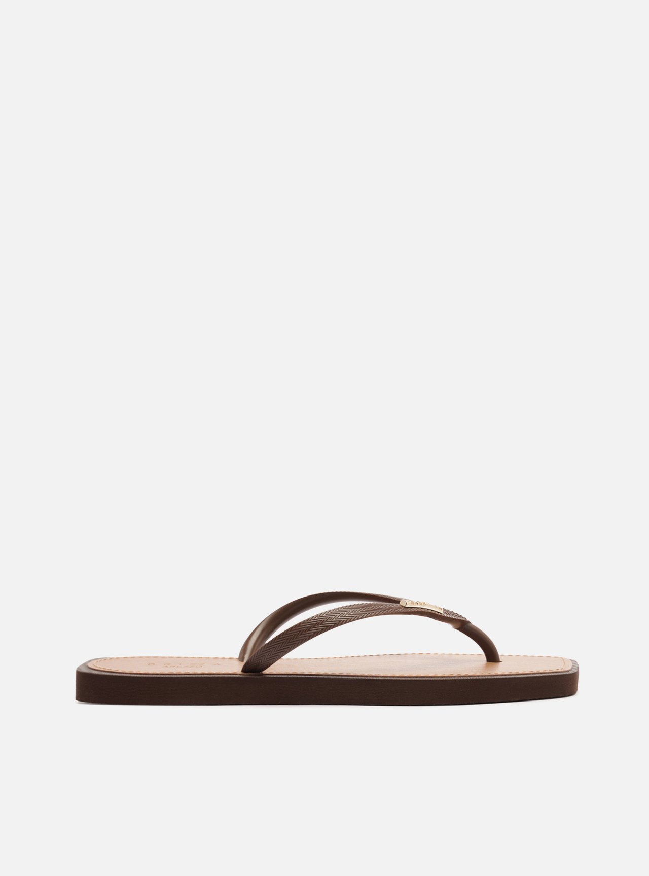 Chinelo de Dedo Marrom Flatform Metais Brizza — foto 3