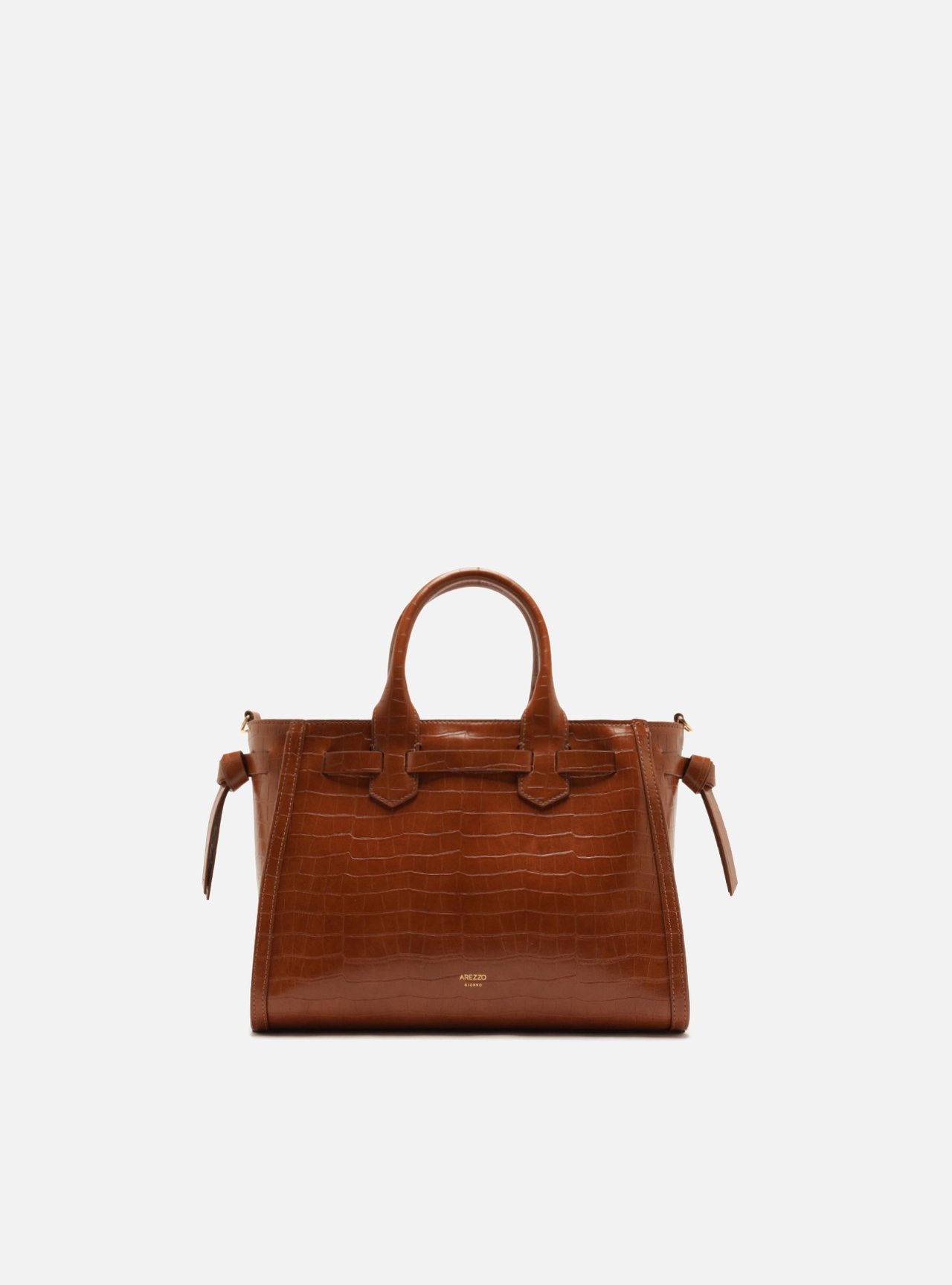 Bolsa Tote Caramelo Média Croco Tiras — foto 1