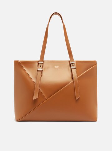 Bolsa Shopping Marrom Giorno Grande Recortes
