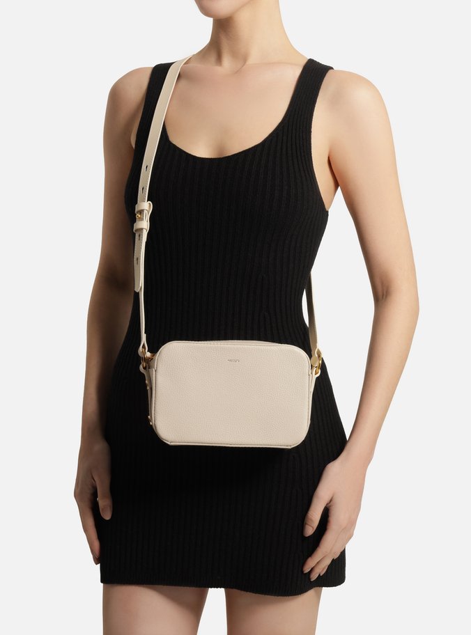 Bolsa Tiracolo Off-White Couro Pequena Estruturada