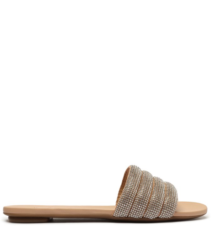 Slide Bombada Nude Strass