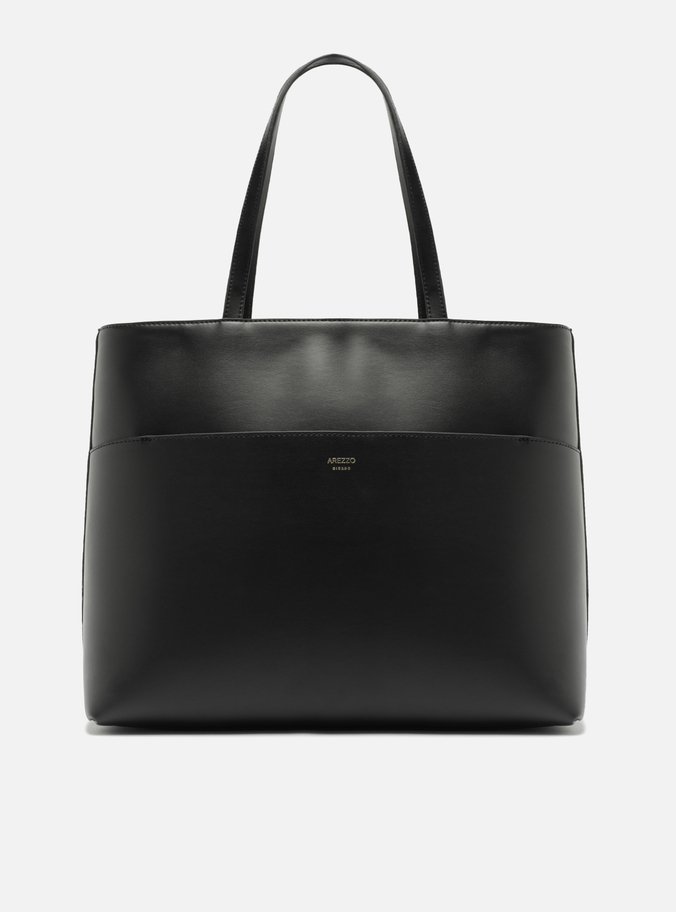 Bolsa Shopping Preta Grande Detalhe Metais