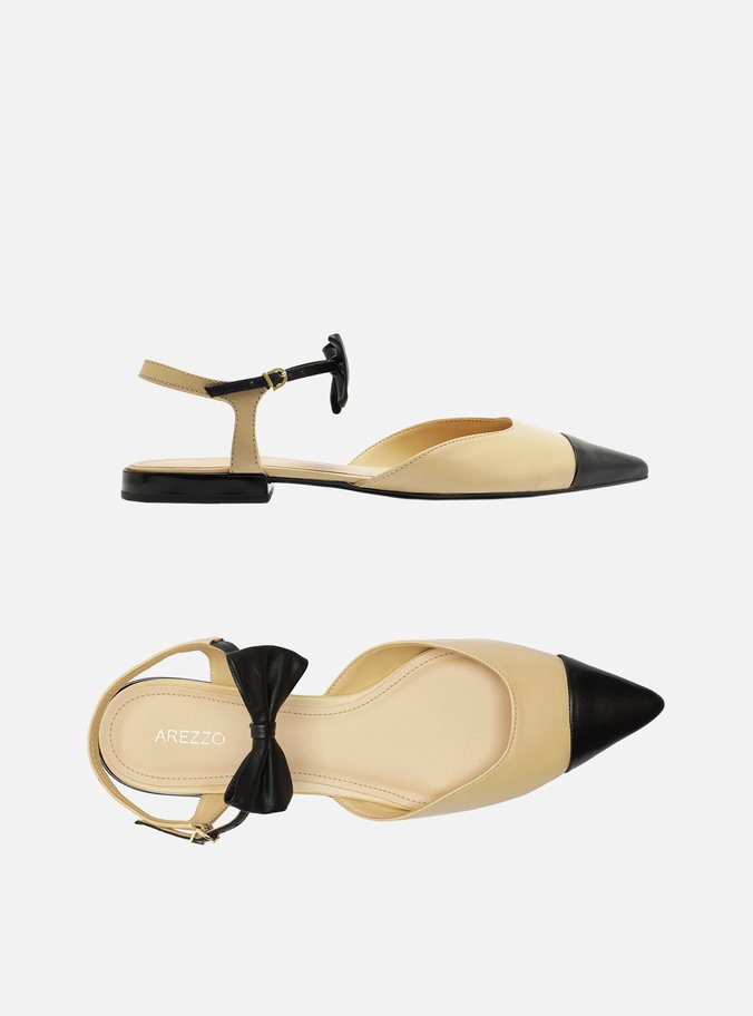 Sapatilha Nude Couro Aberta Laço Classy