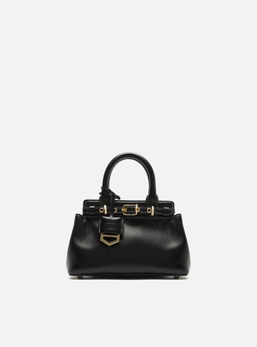 Bolsa Tote Preta Couro Pequena Bag Charm Victória
