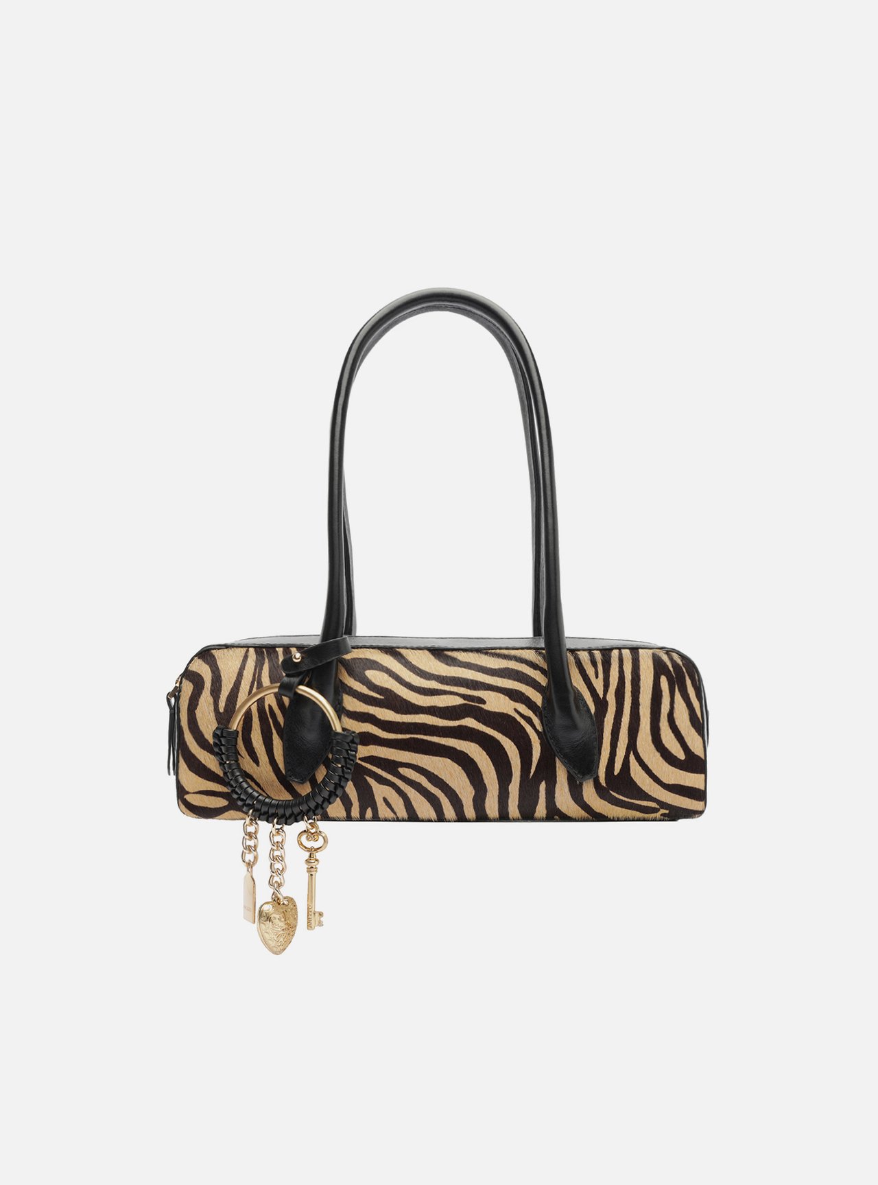 Bolsa Shoulder Animal Print Couro Média Metais