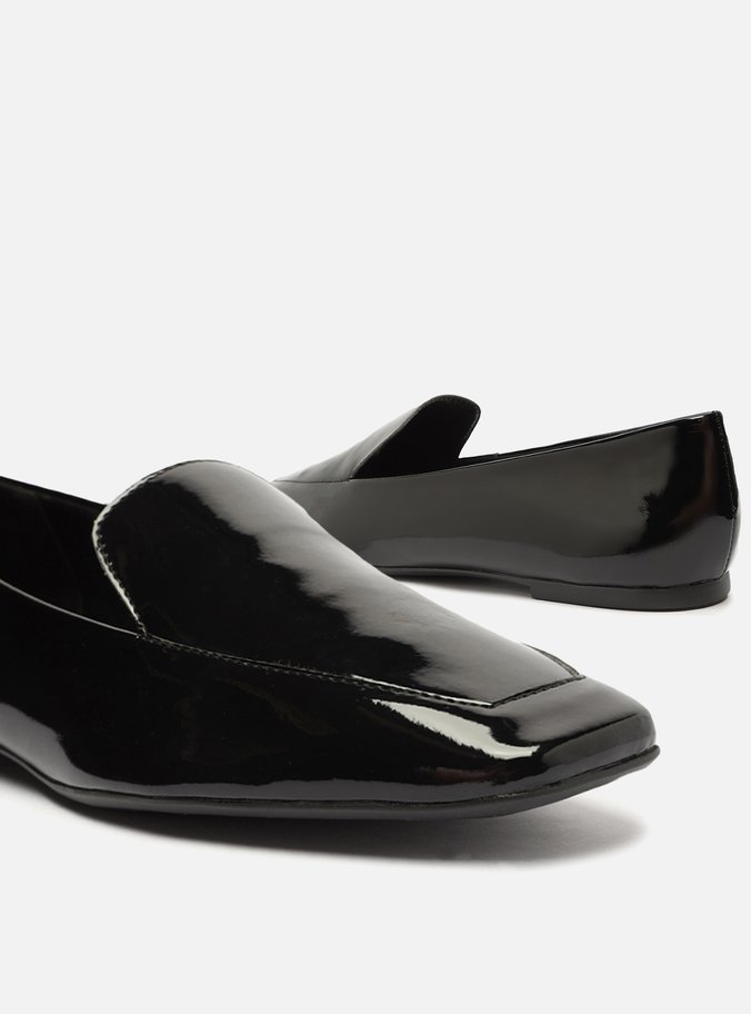 Mocassim Preto Verniz Bico Quadrado Easy
