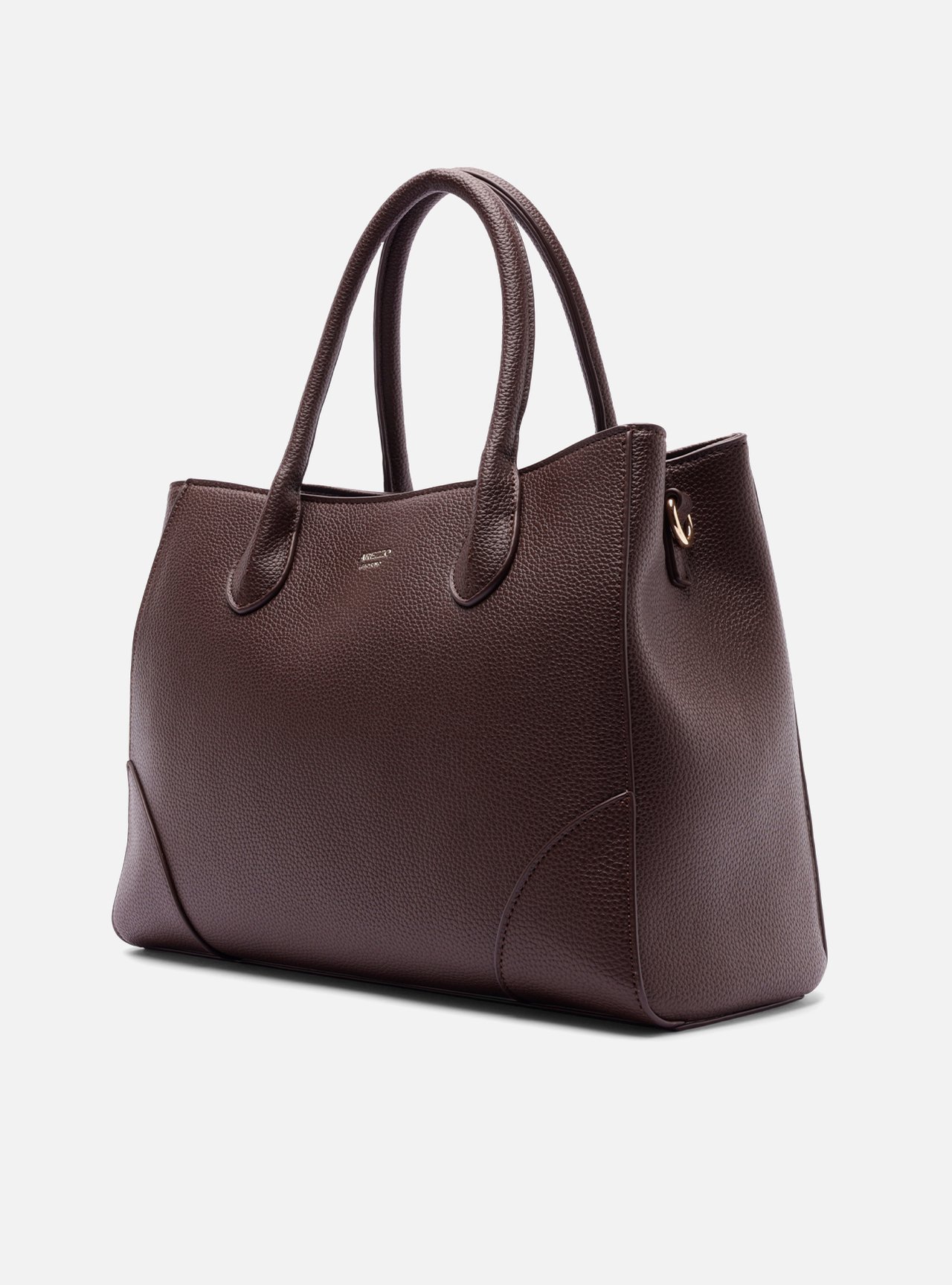 Bolsa Tote Marrom Grande Granulada Metais — foto 2