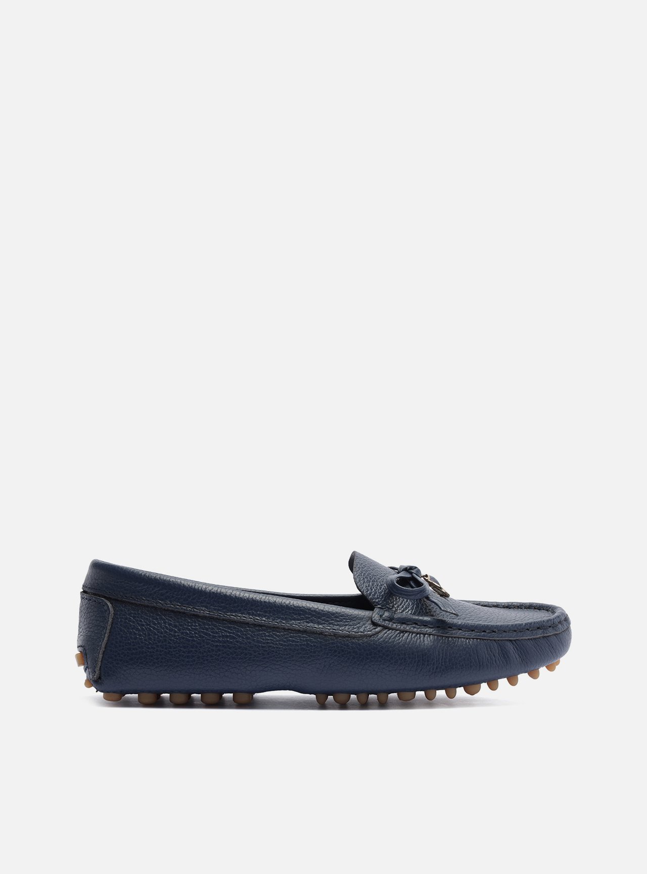 Mocassim Azul Couro Sola Emborrachada Retrô Pin — foto 1