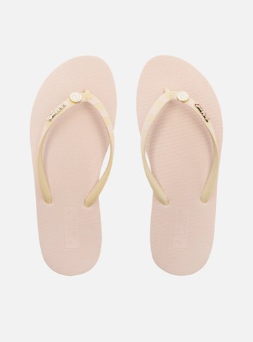 Chinelo de Dedo Off-White Tiras Listradas Easy Bacio Di Latte