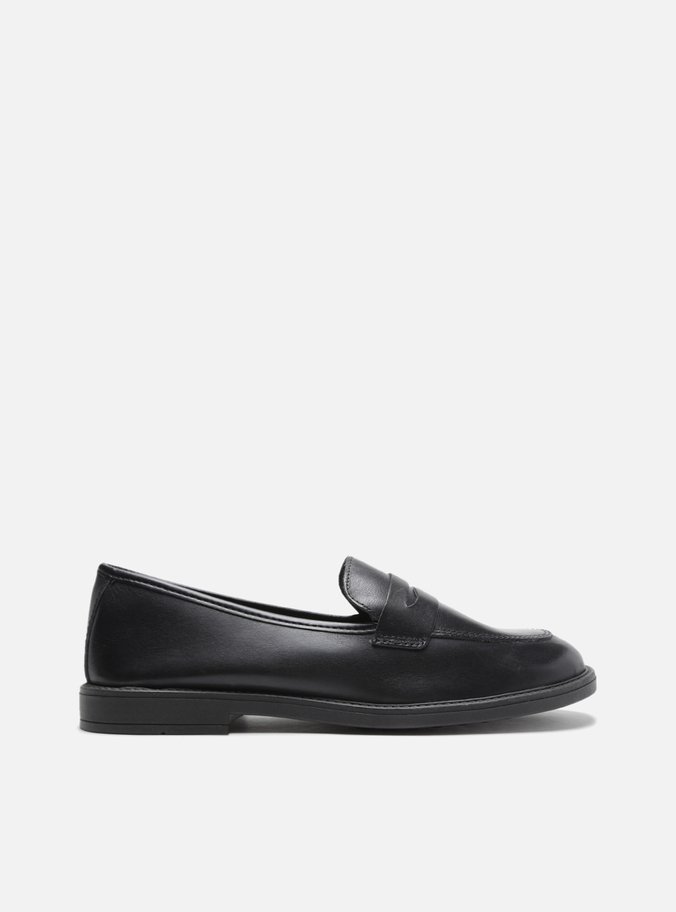 Mocassim Preto Couro Bico Redondo Básico Easy