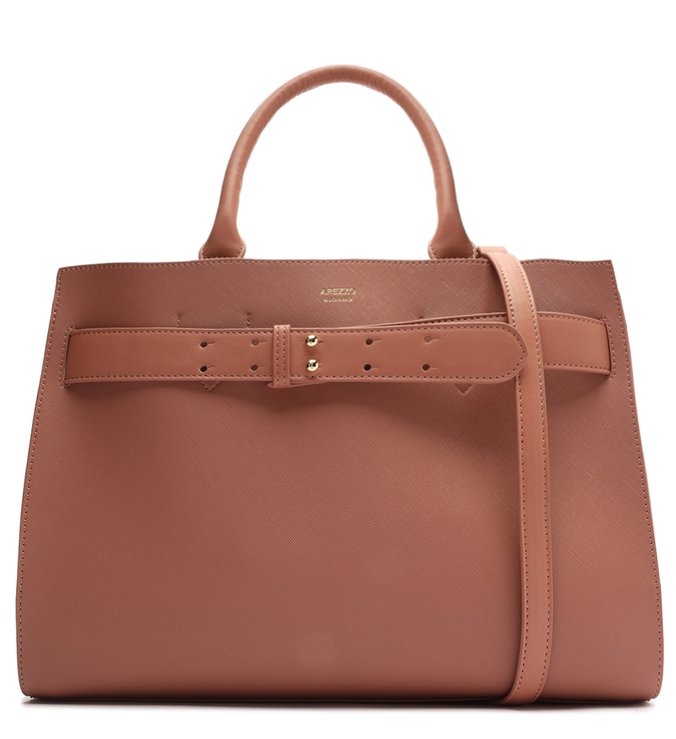 Bolsa Tote Rosa Grande Tira Rebites