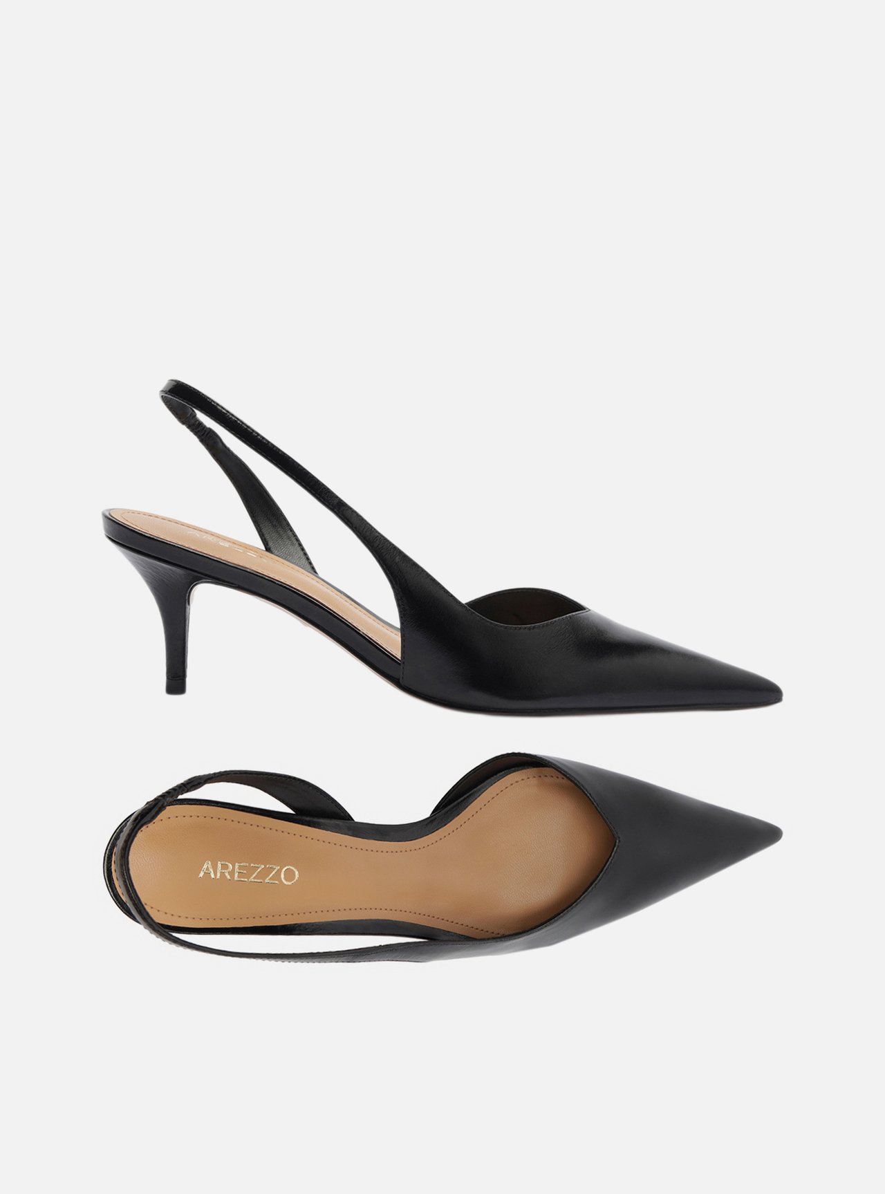 Scarpin Preto Couro Salto Fino Slingback — foto 5