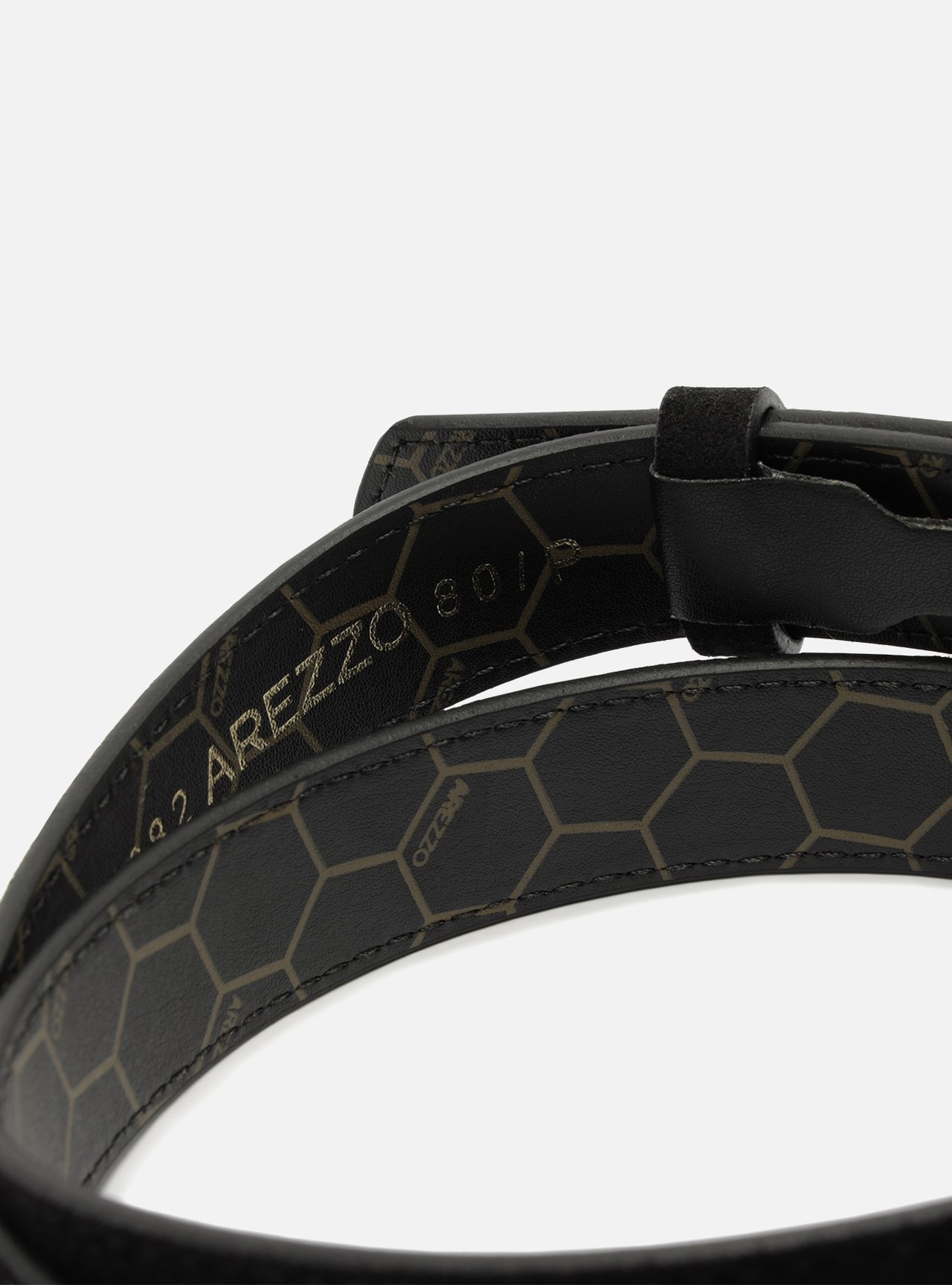Cinto Preto Couro Fino Fivela Hexagonal — foto 5