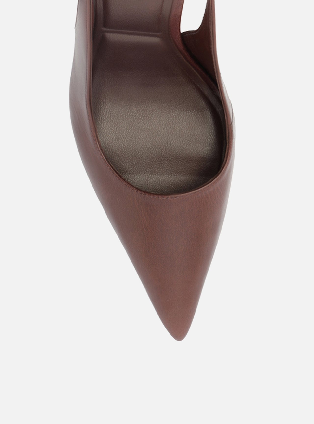 Scarpin Marrom Couro Salto Fino Fivela Slingback — foto 5