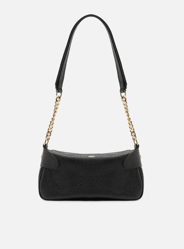 Bolsa Tiracolo Preta Couro Média Corrente