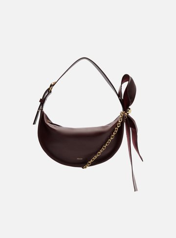 Bolsa Tiracolo Vinho Couro Média Laço Metal