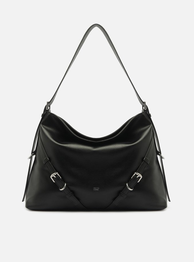 Bolsa Shoulder Preta Grande Fivelas