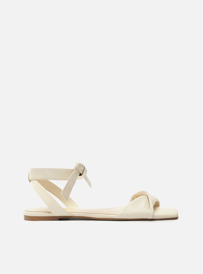 Sandália Off-White Couro Rasteira Lace Up