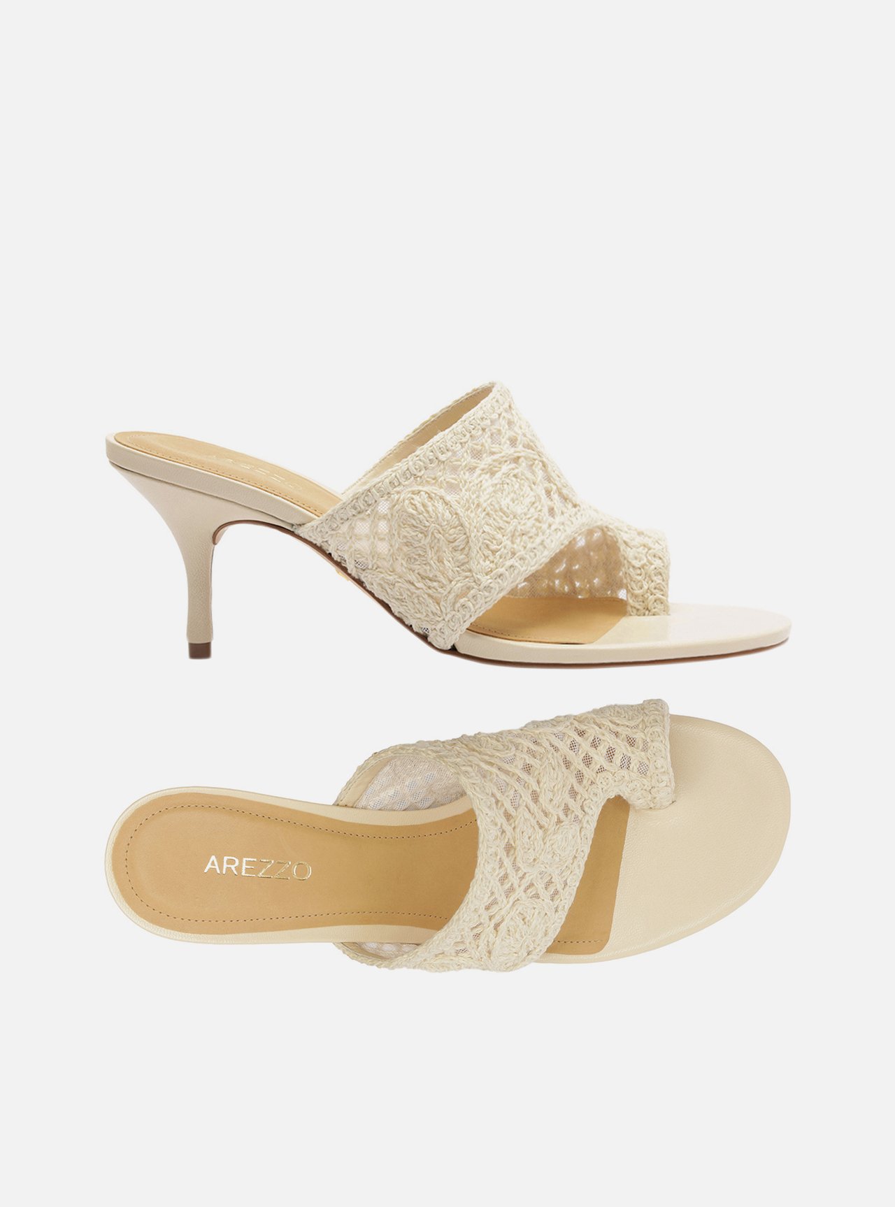 Sandália Off White Bordada Salto Fino Semi Coberta — foto 5