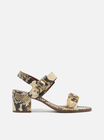 Sandália Animal Print Bloco Tiras Fivelas