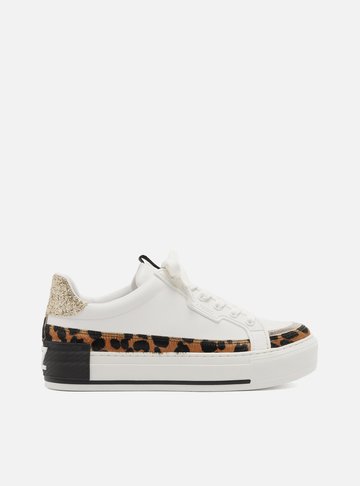 Tênis Branco Animal Print Flatform