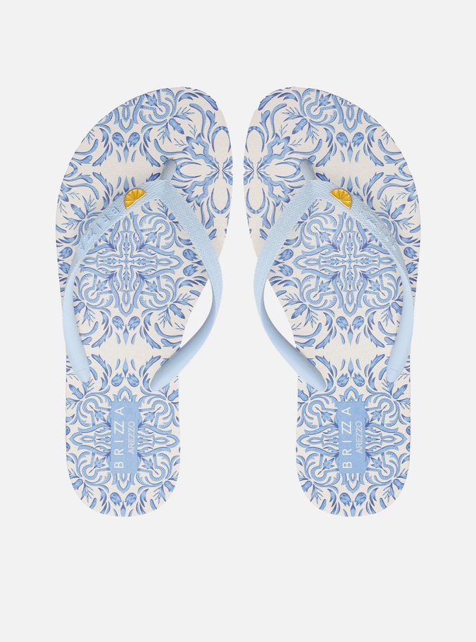 Chinelo de Dedo Azul Estampado