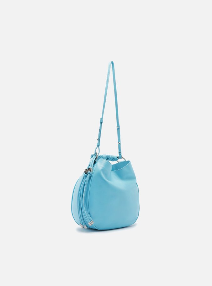 Bolsa Tiracolo Azul Couro Pequena Alça Torcidos