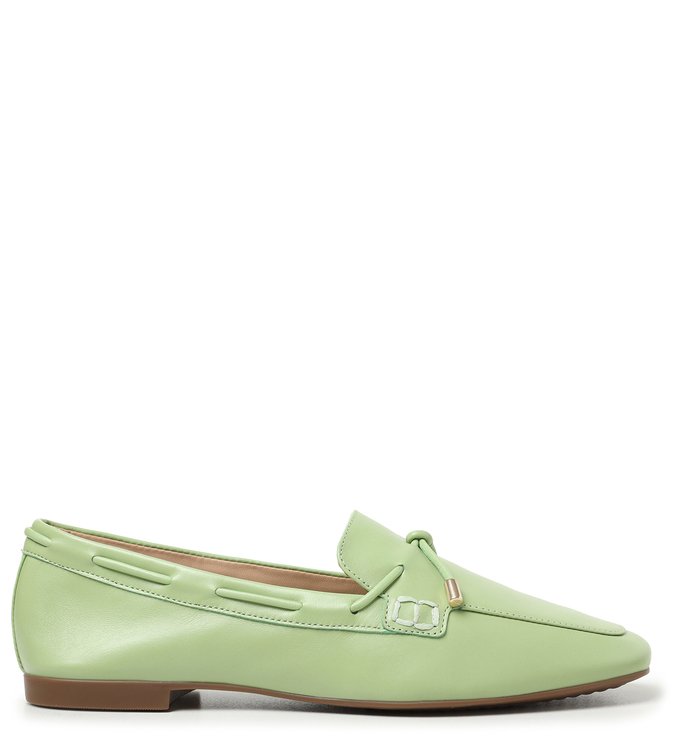 Mocassim Verde Sea Green Couro Nó Minimalista