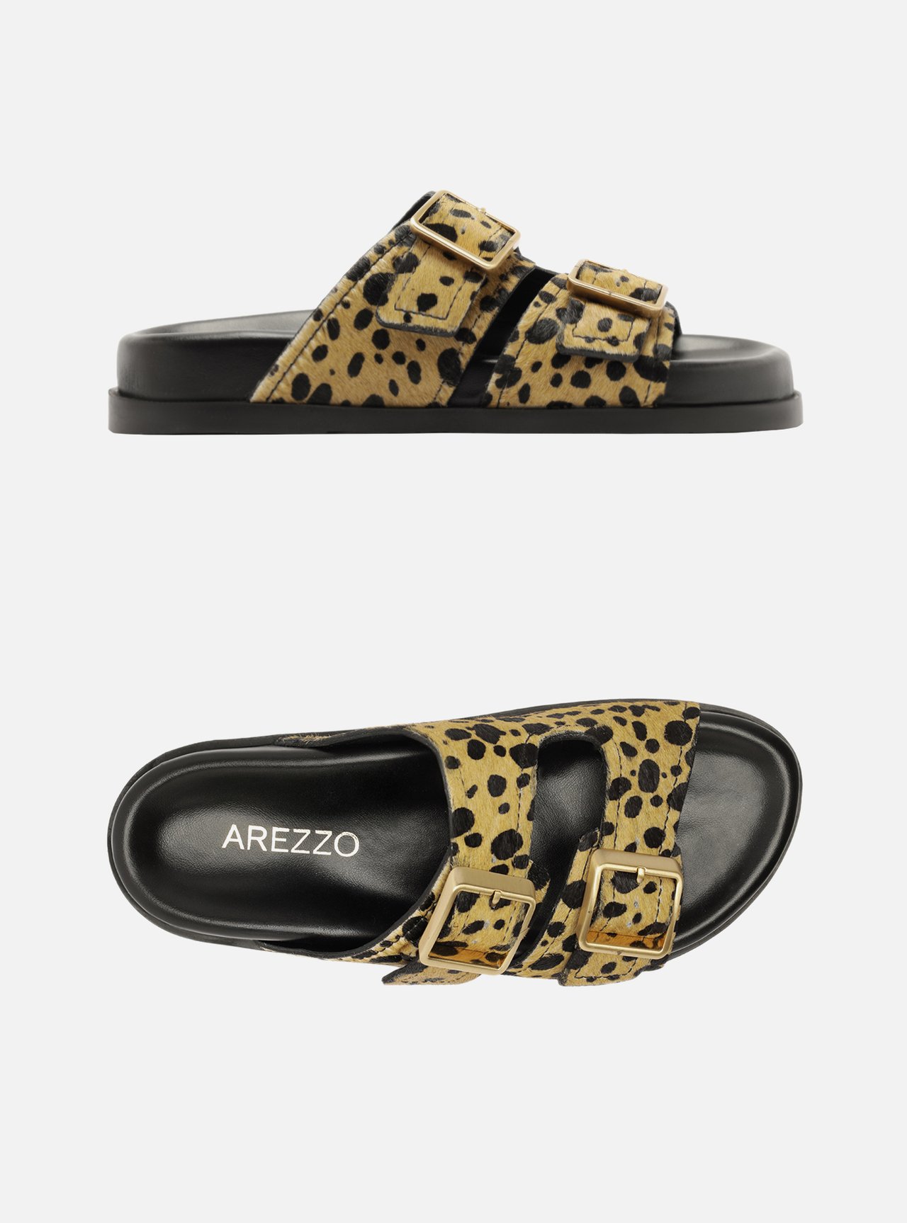 Sandália Papete Animal Print Natural Tiras Fivelas — foto 6