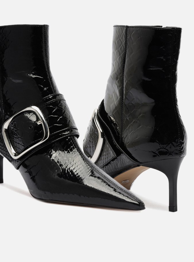 Bota Preta Snake Salto Fino Fivela