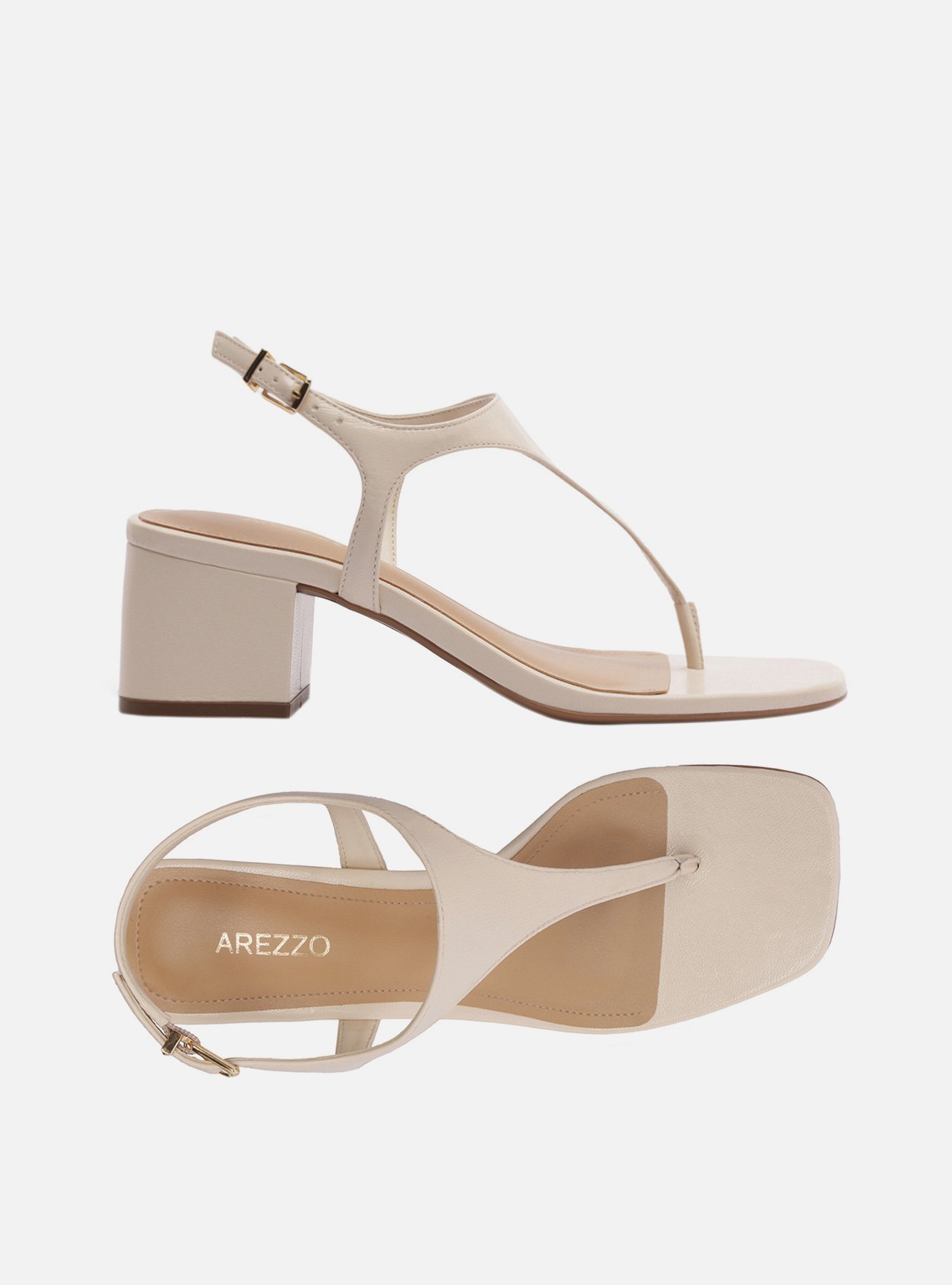 Sandália Off White Salto Bloco Tira Thong — foto 5