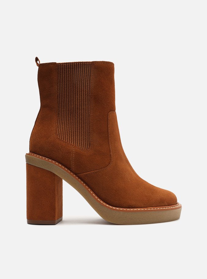 Bota Nobuck Marrom Cano Médio Salto Bloco Jade