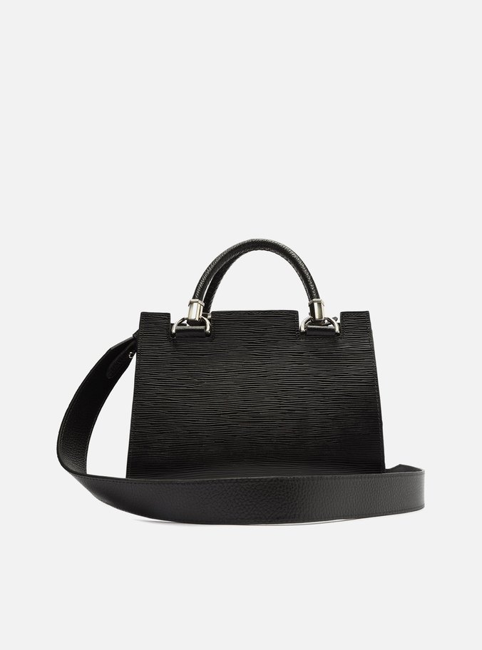 Bolsa Tote Preta Couro Abbraccio Média