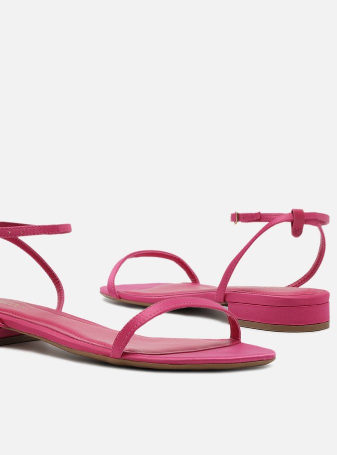 Sandália Rasteira Rosa Minimalista Preta