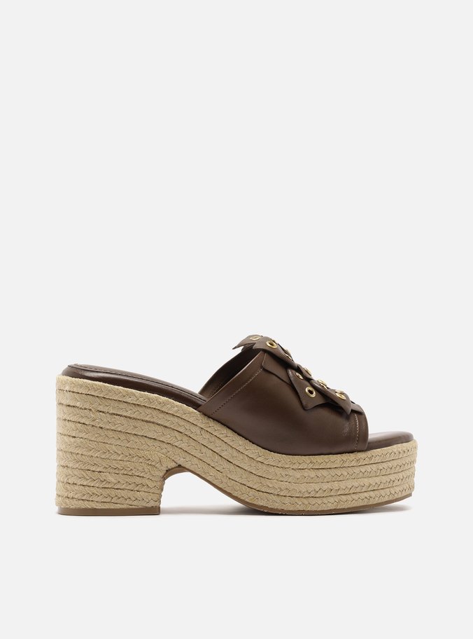 Sandália Marrom Salto Meia Pata Bloco