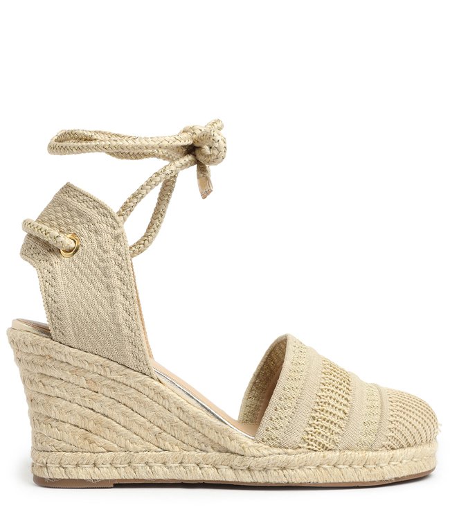 Espadrille Bege Knit Salto Anabela