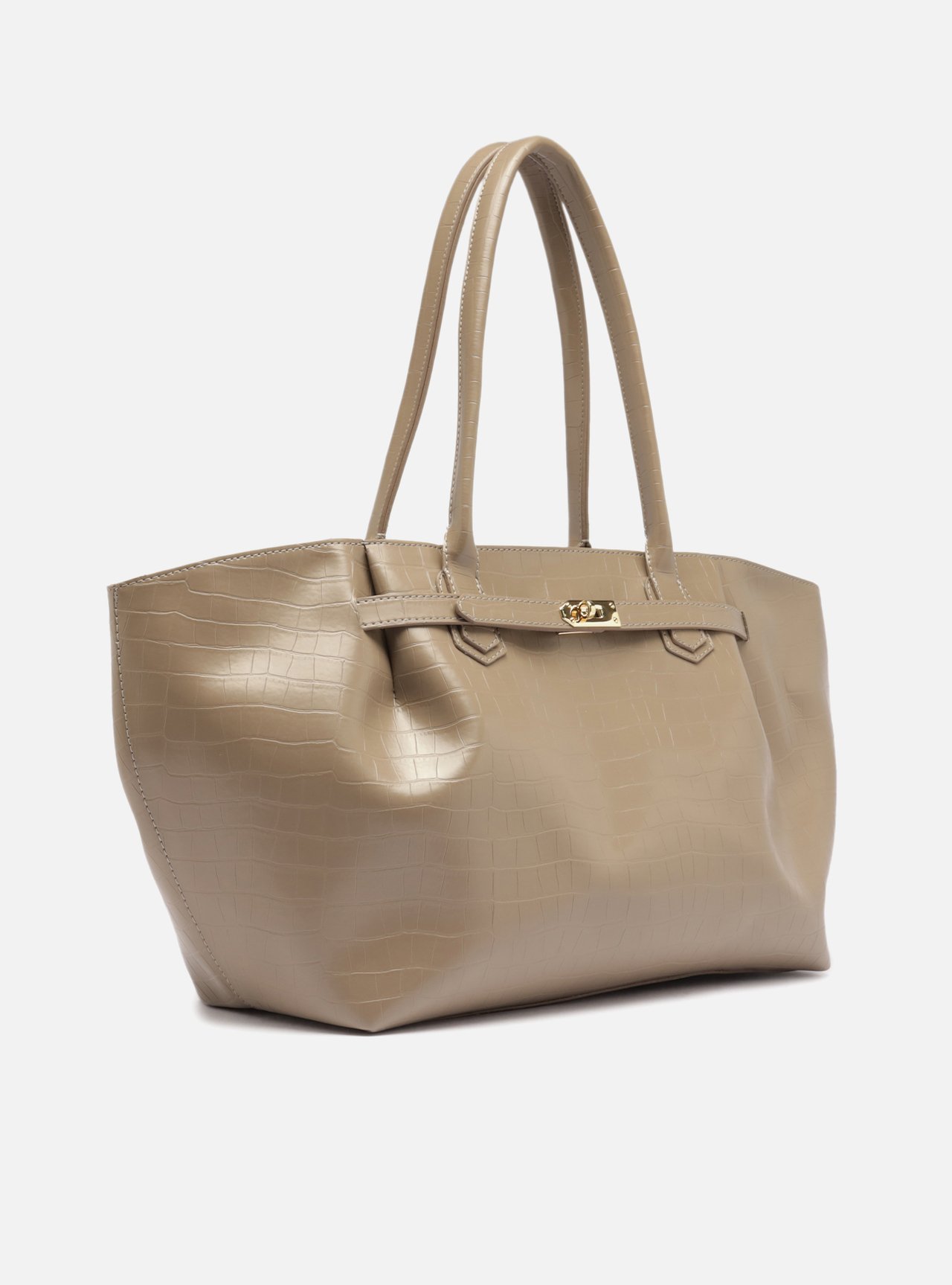 Bolsa Shopping Cinza Grande Croco — foto 5