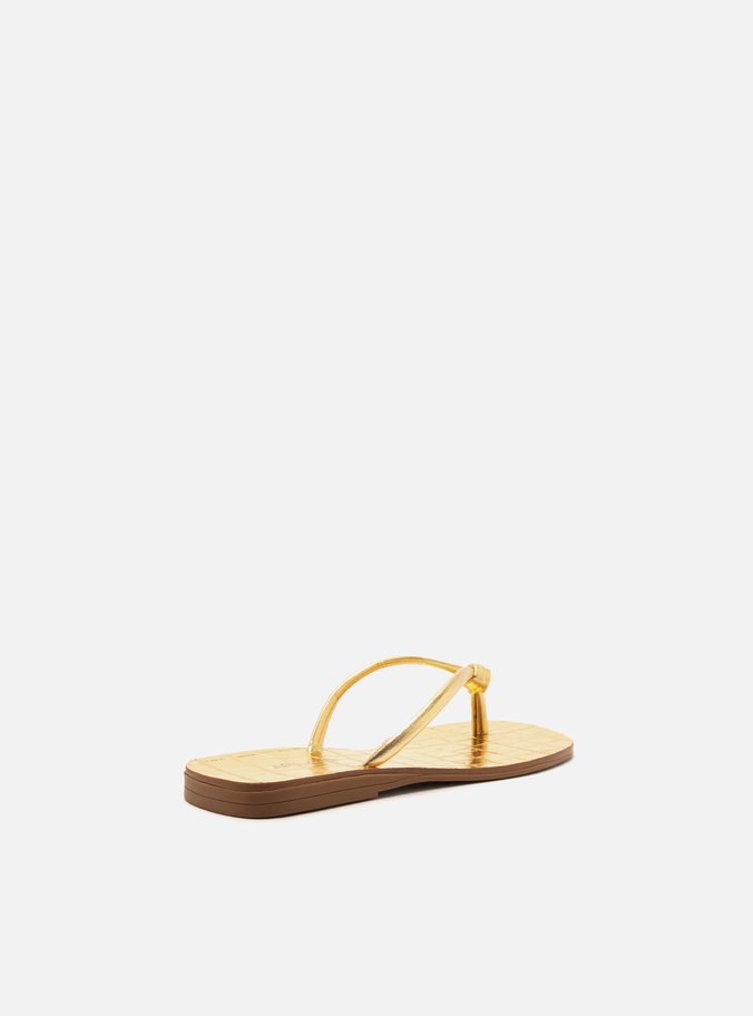 Rasteira Dourada Tiras Flip Flop