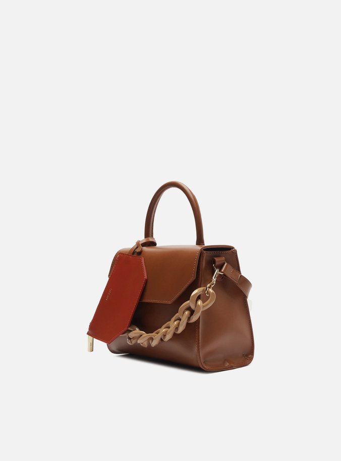 Bolsa Satchel Marrom Iara Média Laranja