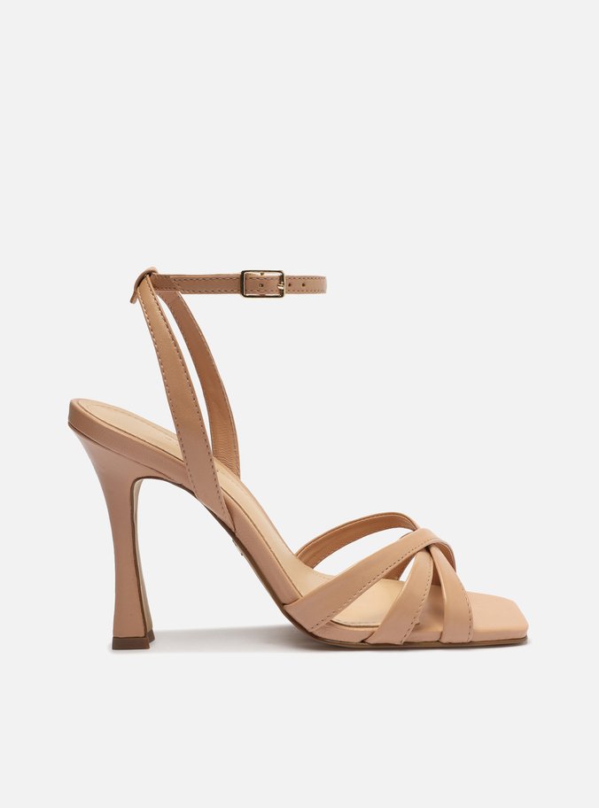 Sandália Nude Salto Fino Fivela